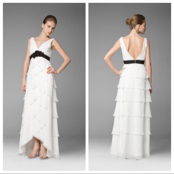 white silk chiffon dress